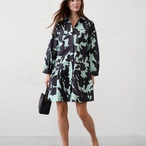 Banana Republic Factory Black and Mint Long Sleeve Dress